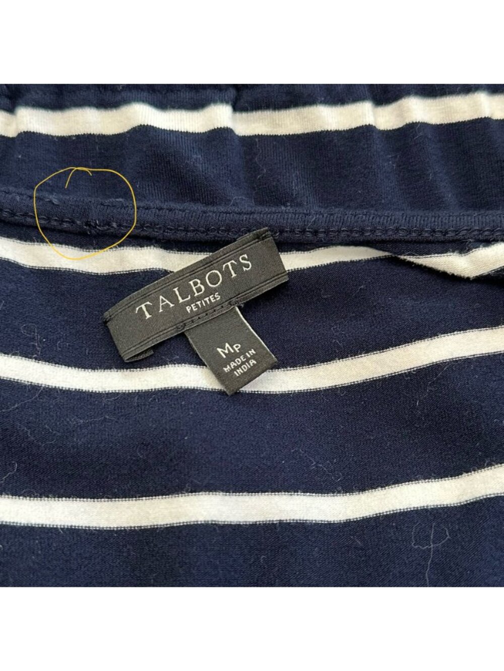 Talbots Dress Women M Petite Navy Blue White Striped Pink Embroidered Maxi Dress - Picture 10 of 16